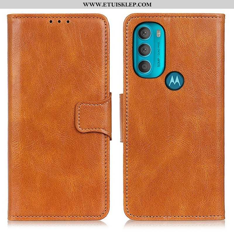 Etui Folio do Moto G71 5G Dwustronne Zapięcie Z Efektem Skóry